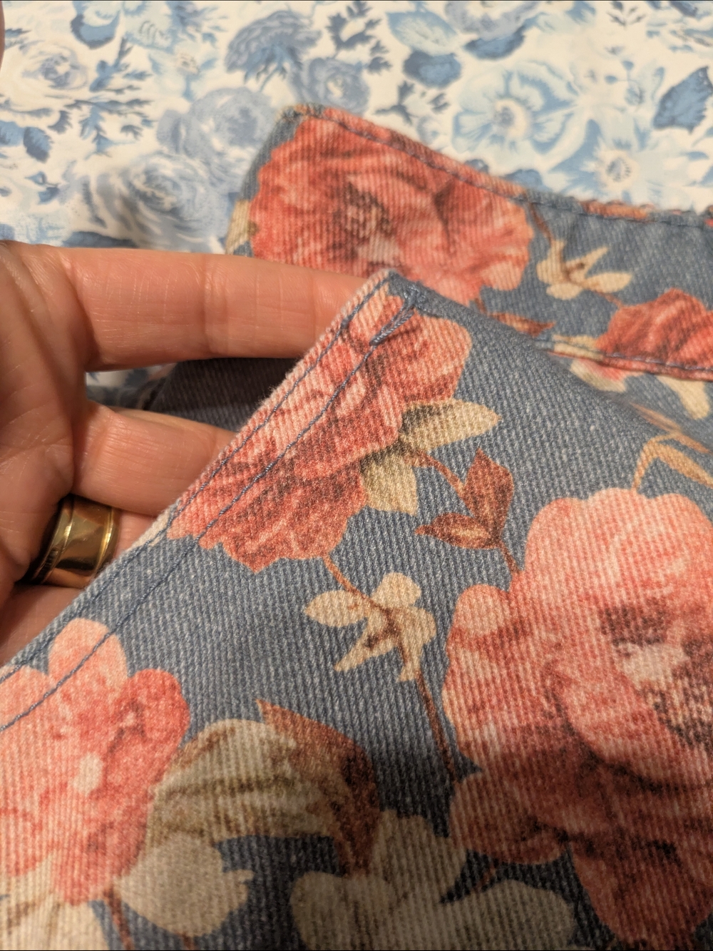 Wide Leg Floral Pants in Blue - Casual Comfort - Picture 4 of 5
